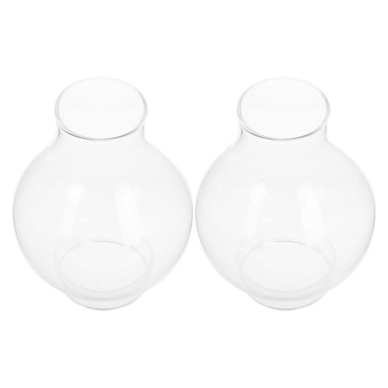Vintage Windproof Glass Lamp Chimney Replacement Small Round Oil Lamp Shade 2Pcs - Image 2