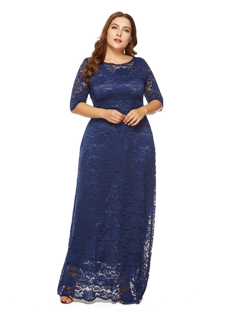 Loquat - Lace High Waist Pocket Dress Blue - Image 1