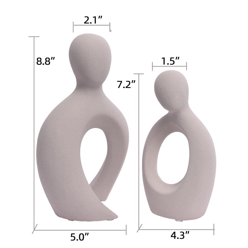 Quoowiit Ceramic Couple Sculptures for Home Decor  Abstract Lover Statue for Shelf Decor Office Decor Home Decorations for Living Room  Bedroom  Gifts for Anniversary Valentine's Day Birthday (Grey) - Image 3