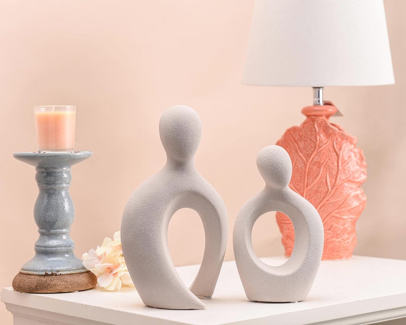 Quoowiit Ceramic Couple Sculptures for Home Decor  Abstract Lover Statue for Shelf Decor Office Decor Home Decorations for Living Room  Bedroom  Gifts for Anniversary Valentine's Day Birthday (Grey) - Image 4