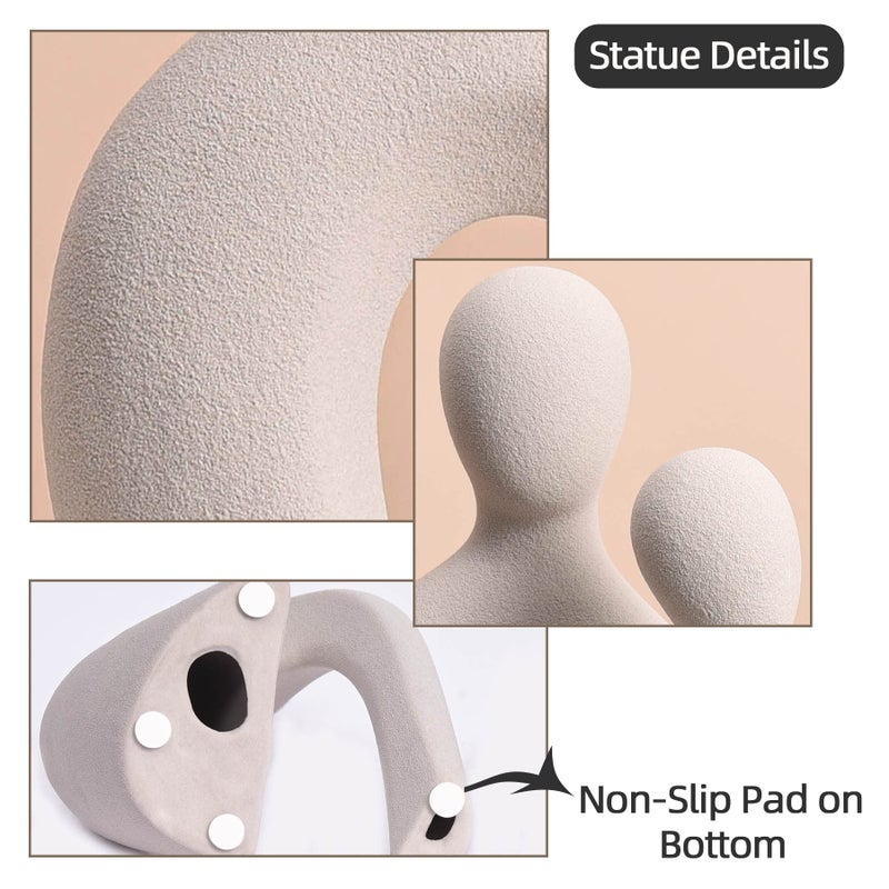 Quoowiit Ceramic Couple Sculptures for Home Decor  Abstract Lover Statue for Shelf Decor Office Decor Home Decorations for Living Room  Bedroom  Gifts for Anniversary Valentine's Day Birthday (Grey) - Image 5