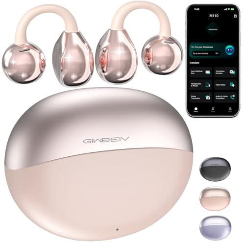 Giwbeiv AI Translation Earbuds Real Time, 164 Language Translator Earbuds, 3-in-1 Wireless Clip on Earbuds, Bluetooth 5.4 Headphones, Translating Device for Travel Business Learning (Pink) - Image 1