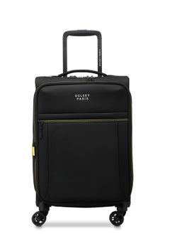 DELSEY Delsey Brochant 3 Expendable Double wheel Softsided luggage cabin trolley suitcase 55cm/22Inch Small, Deep Black  - Image 1