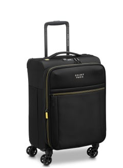 DELSEY Delsey Brochant 3 Expendable Double wheel Softsided luggage cabin trolley suitcase 55cm/22Inch Small, Deep Black  - Image 2