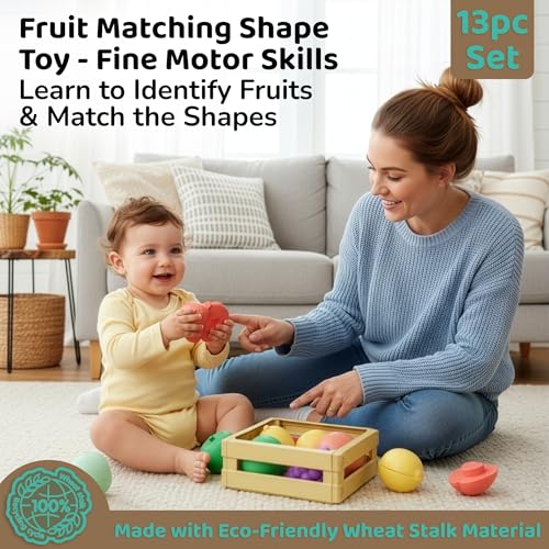 Kiddie Play Set of 3 Shape Sorter for Toddlers Montessori Baby Blocks Shape Sorting Cube Color Matching Fruit Cupcake Toy Learning Toys for Kids 18 months 2025 Model EcoFriendly Made with Wheat Straw - Image 5