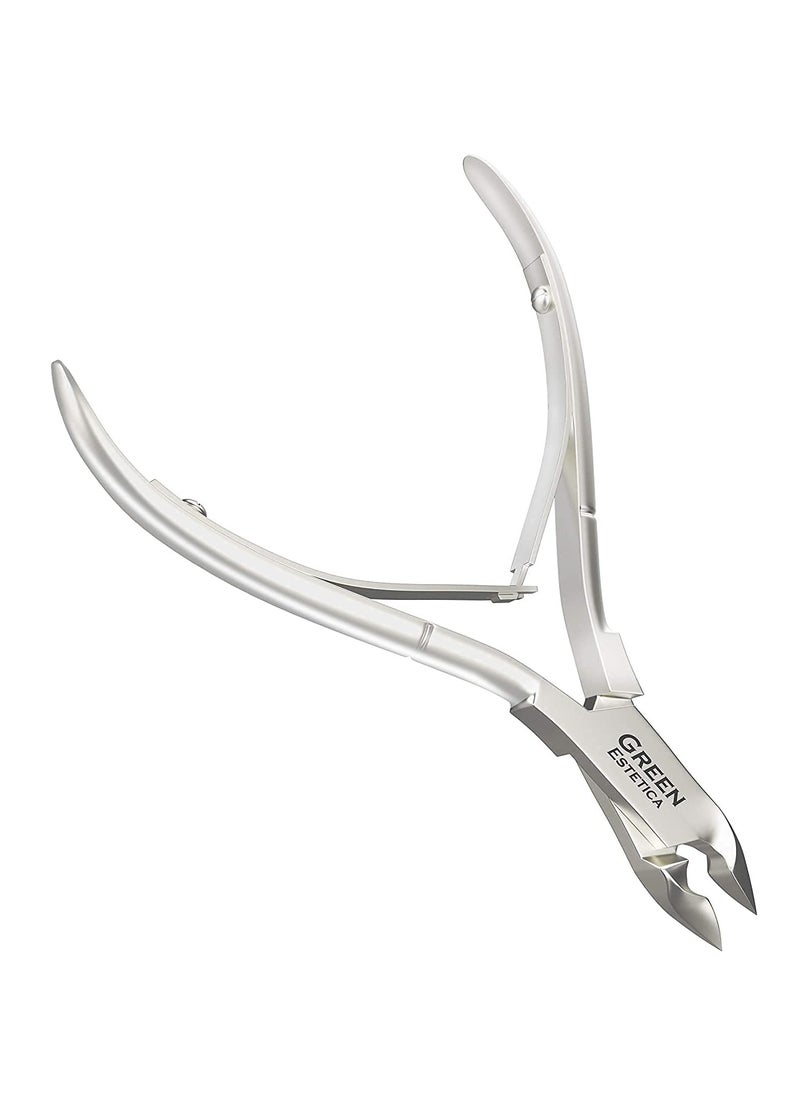 GREEN ESTETICA Professional Cuticle Trimmer Nail Cuticle Cutter Stainless Steel Cuticle Nippers with Sharp Blades of Cuticle Clippers Manicure Tools with Double Spring for Nail Care Pedicure Nail Tools (Silver)  - Image 1