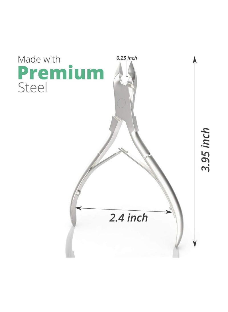 GREEN ESTETICA Professional Cuticle Trimmer Nail Cuticle Cutter Stainless Steel Cuticle Nippers with Sharp Blades of Cuticle Clippers Manicure Tools with Double Spring for Nail Care Pedicure Nail Tools (Silver)  - Image 3