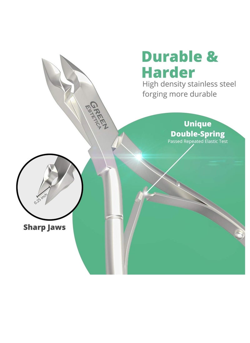 GREEN ESTETICA Professional Cuticle Trimmer Nail Cuticle Cutter Stainless Steel Cuticle Nippers with Sharp Blades of Cuticle Clippers Manicure Tools with Double Spring for Nail Care Pedicure Nail Tools (Silver)  - Image 4