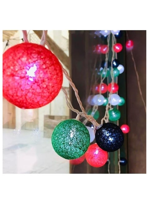 United Arab Emirates National Day Cotton Ball String Lights Multicolour 5Meter