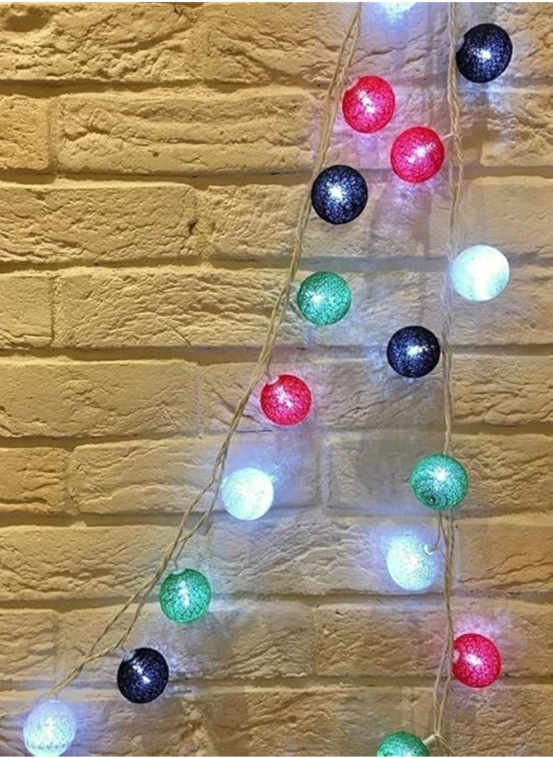 United Arab Emirates National Day Cotton Ball String Lights Multicolour 5Meter