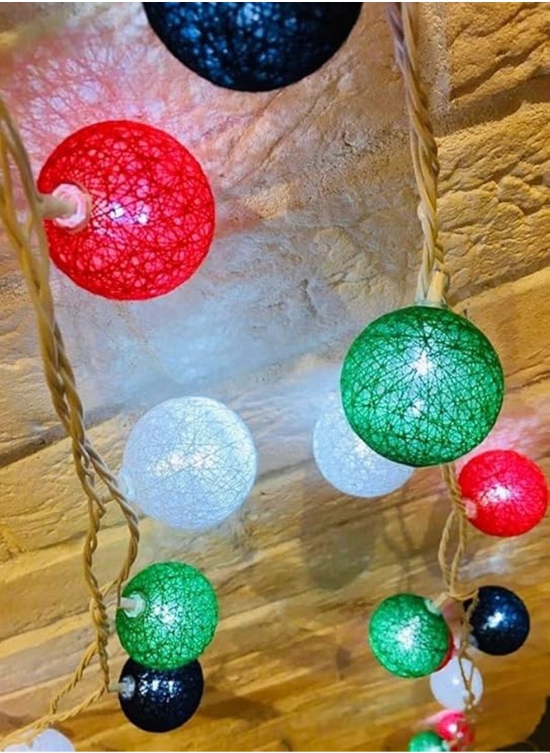 United Arab Emirates National Day Cotton Ball String Lights Multicolour 5Meter