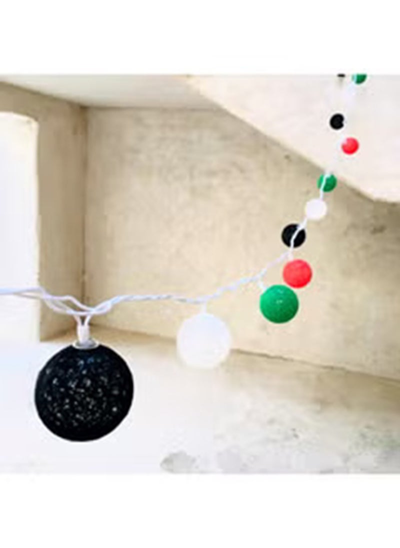United Arab Emirates National Day Cotton Ball String Lights Multicolour 5Meter