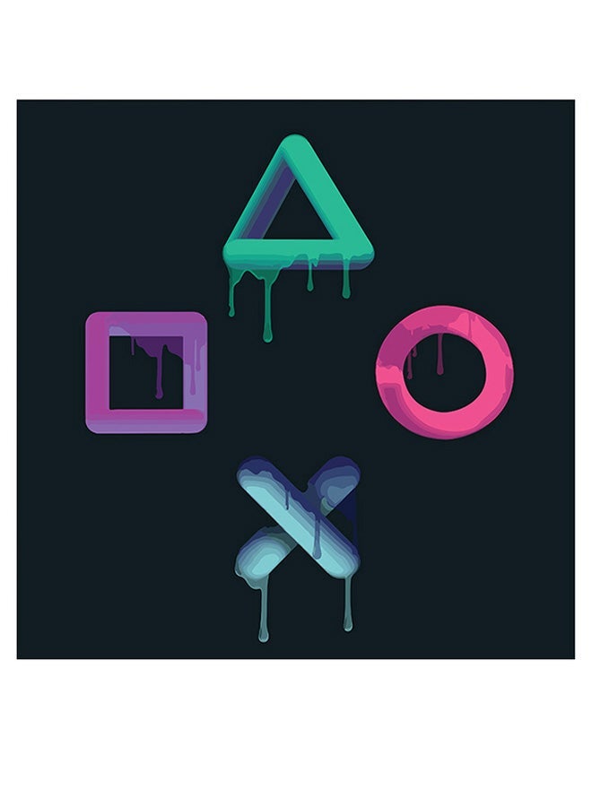 RYN PlayStation Themed Wall Art Black/Green/Purple 30x30cm - Image 1