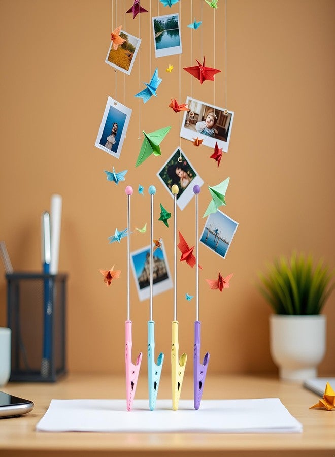 Tustao 4Pcs Multicolour Stochastic Metal Wire Alligator Clip Metal Note Clip Long-Tailed Alligator Clamp Photo Holder Alligator Clips for Crafts,Craft Clips14.1 * 1.2cm Memo Holders Desk Accessories - Image 5