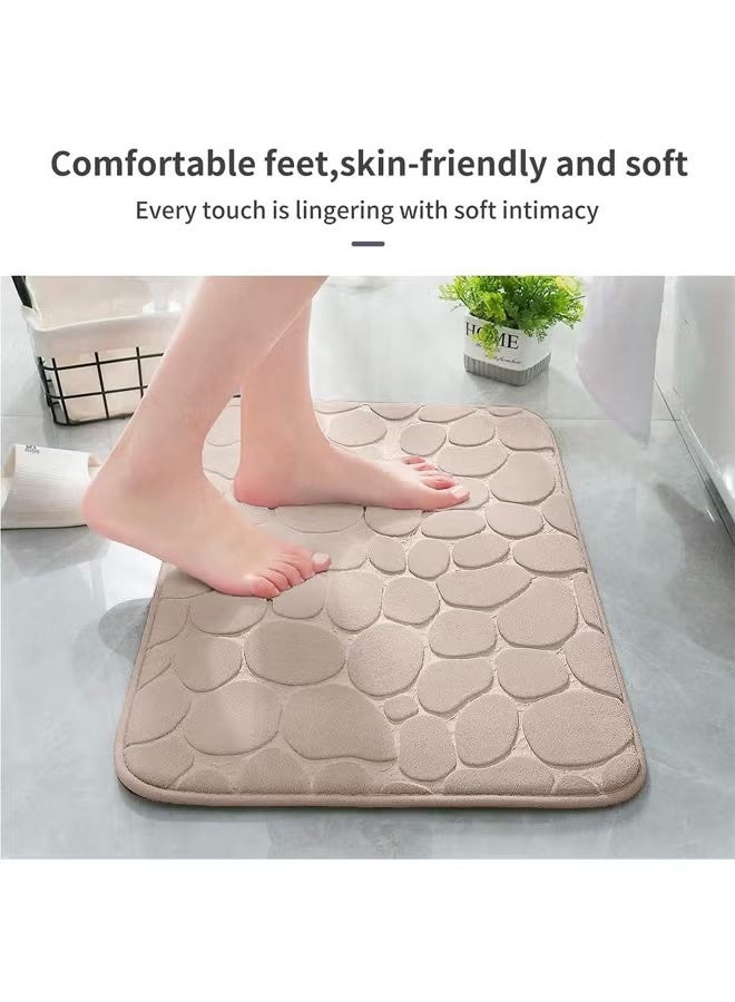 Bathroom Rugs Sets 3 Piece,U-Shaped Toilet Floor Mat +Non Slip Rugs +Toilet Lid Cover Mat Non-Slip Bathroom Shower Mat Toilet Seat Cover Area Floor Rug for Tub Contour Mat and Toilet Lid Cover, Machine Washable, Super Soft Microfiber & Non Slip Bath Rugs with Rubber Backing Solid Beige