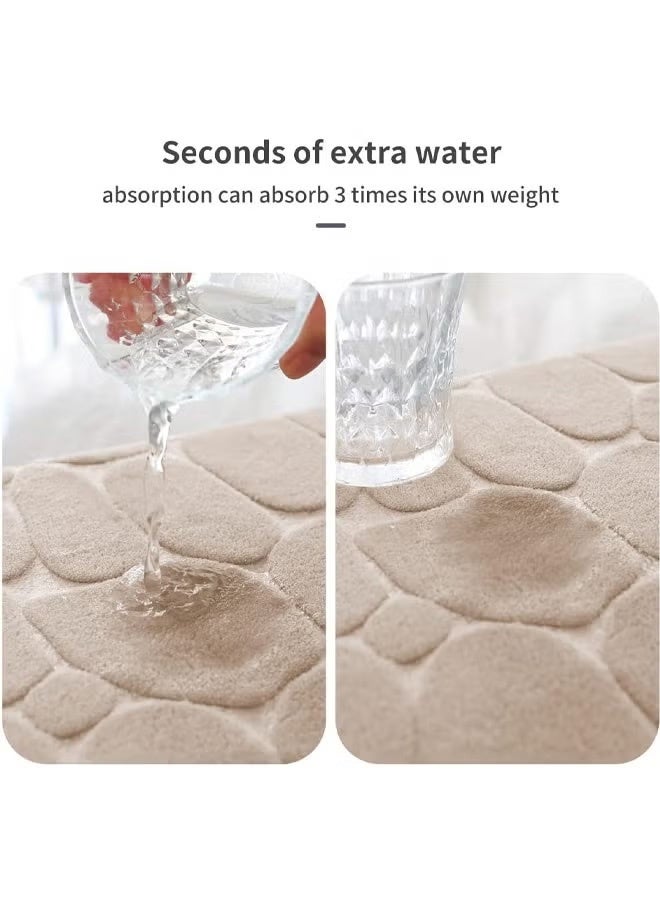 Bathroom Rugs Sets 3 Piece,U-Shaped Toilet Floor Mat +Non Slip Rugs +Toilet Lid Cover Mat Non-Slip Bathroom Shower Mat Toilet Seat Cover Area Floor Rug for Tub Contour Mat and Toilet Lid Cover, Machine Washable, Super Soft Microfiber & Non Slip Bath Rugs with Rubber Backing Solid Beige