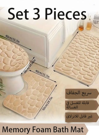 Bathroom Rugs Sets 3 Piece,U-Shaped Toilet Floor Mat +Non Slip Rugs +Toilet Lid Cover Mat Non-Slip Bathroom Shower Mat Toilet Seat Cover Area Floor Rug for Tub Contour Mat and Toilet Lid Cover, Machine Washable, Super Soft Microfiber & Non Slip Bath Rugs with Rubber Backing Solid Beige - pzsku/Z42BC316D2A3DE9F5F643Z/45/1752222714/adfd3a73-736d-4891-8412-fb23b7505de8