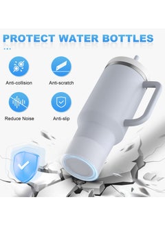 RTYY 2 pack Silicone Boot For Stanley Quencher Tumbler 30 oz 40 oz, Bottom Boot for Stanley IceFlow Flip 30 20 oz, Protector Sleeve for Water Bottle 12-24oz (Transparent)  - Image 2