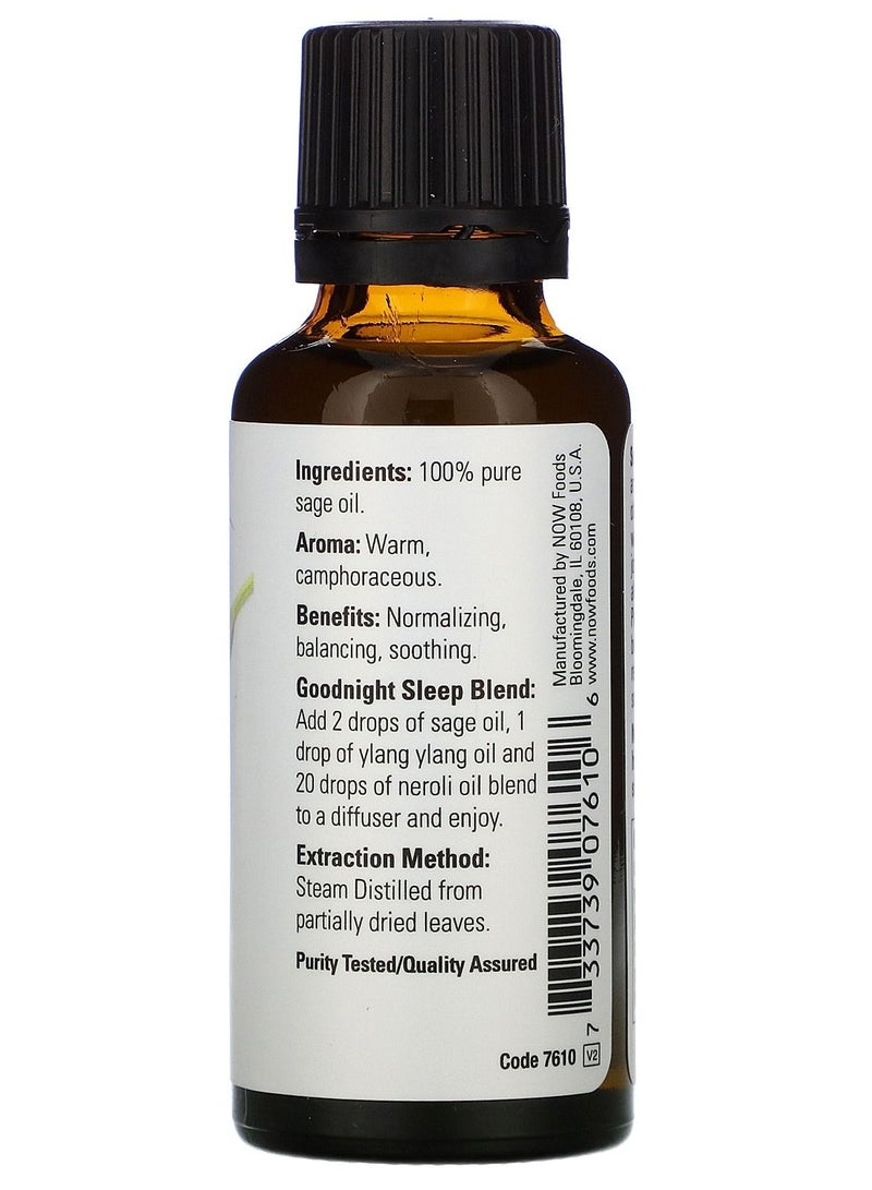 now NOW Foods Essential Oils Sage1 fl oz 30 ml - Image 2