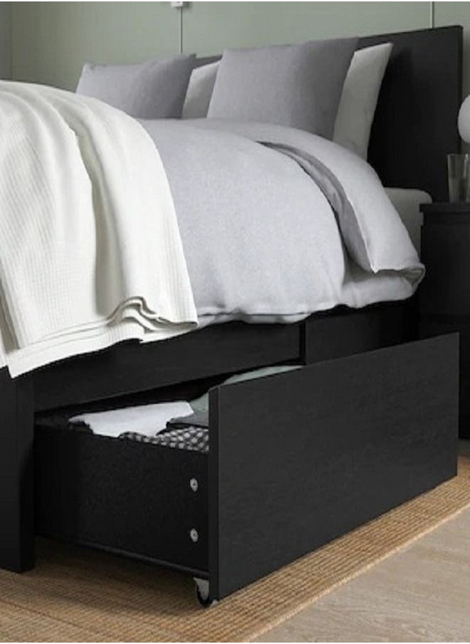 Generic - AAABed storage box for high bed frame, black-brown, 200 cm - Image 1