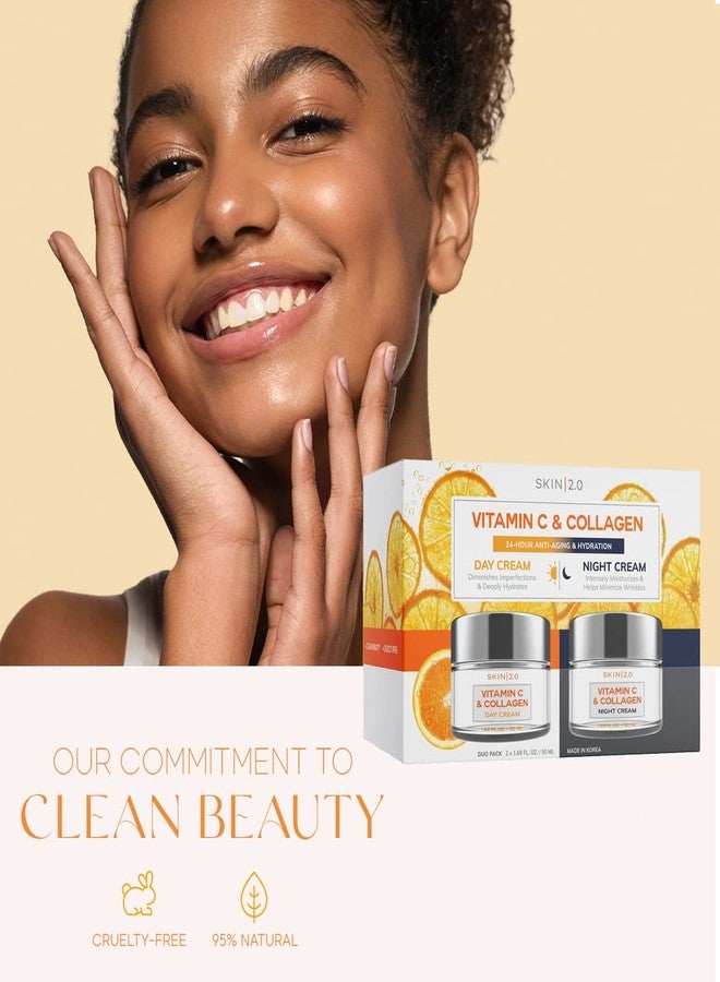 Skin 2.0 كريم مرطب نهاري/ليلي مضاد للشيخوخة فيتامين سي وكولاجين 2.0 - مجموعة قيمة مزدوجة، 1.69 أونصة سائلة، 1 قطعة - Image 3