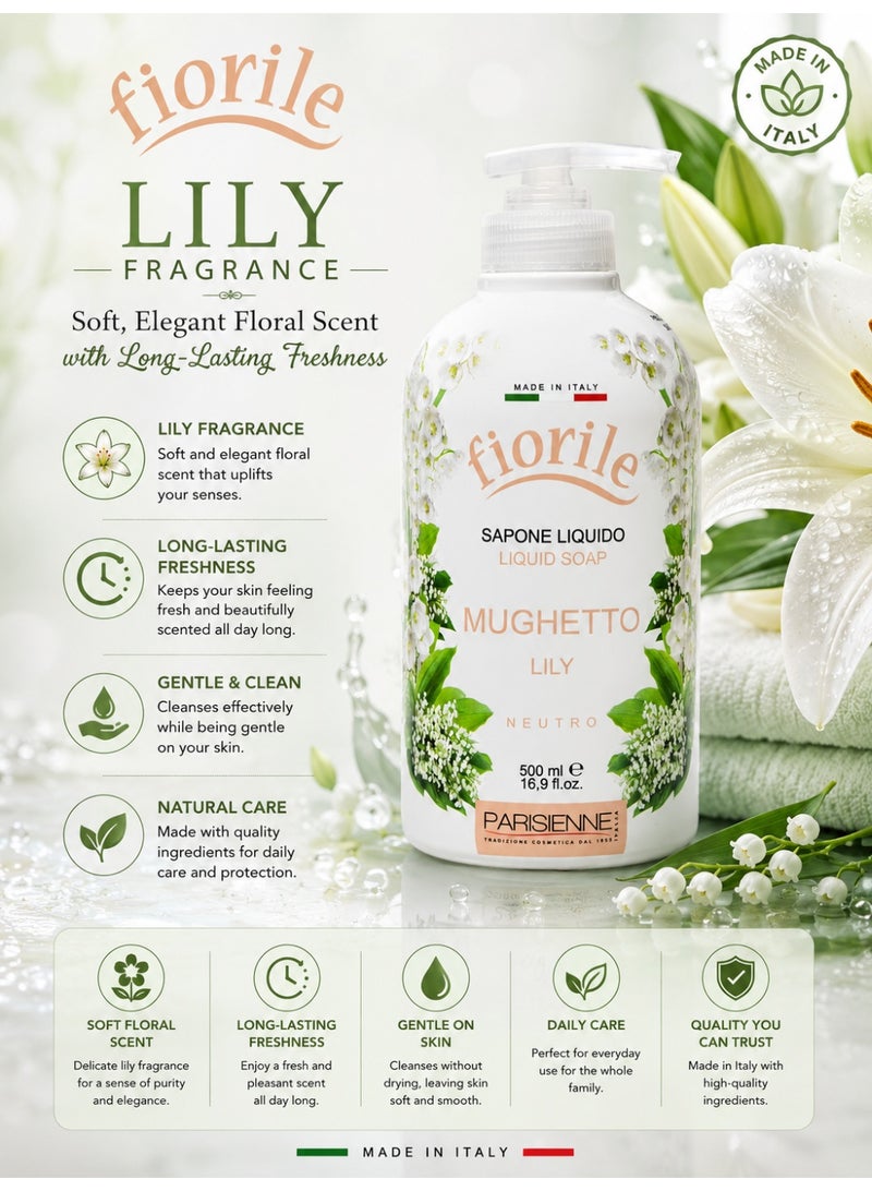 Fiorile Liquid Soap Lily Fragrance 500ML | Gentle Cleansing with Elegant Floral Freshness | Hand Wash | Germ Protection & Deep Cleansing | Soothing & Moisturizing Effect - Image 3