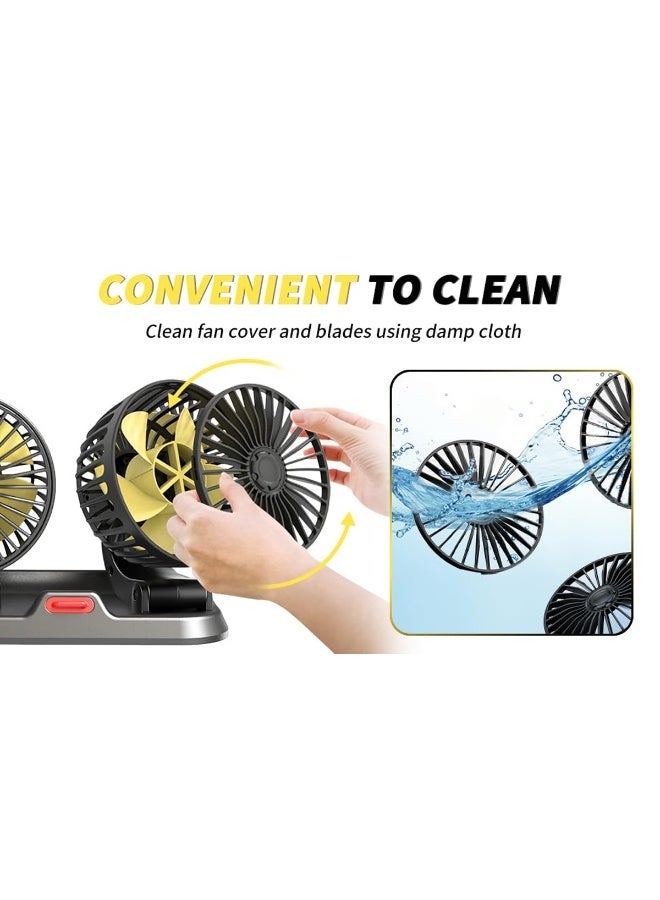 Triple Head Car Cooling Fan, 24V Dashboard Mounted Vehicle Fan with 360° Adjustable Heads, Low Noise High Airflow Portable Cooling Fan for Truck, Van, Bus, RV & Commercial Vehicles - Image 4