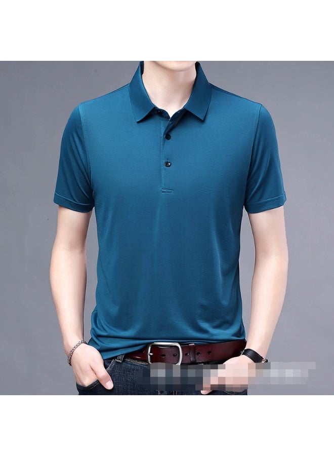 Men's Business Casual Short Sleeved Shirt  Solid Color Polo Shirt Fashionable Breathable Comfortable Versatile Top - Image 1