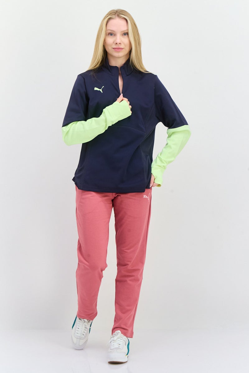 PUMA سويت شيرت تدريب طويل الأكمام للنساء، لون كحلي - Image 4