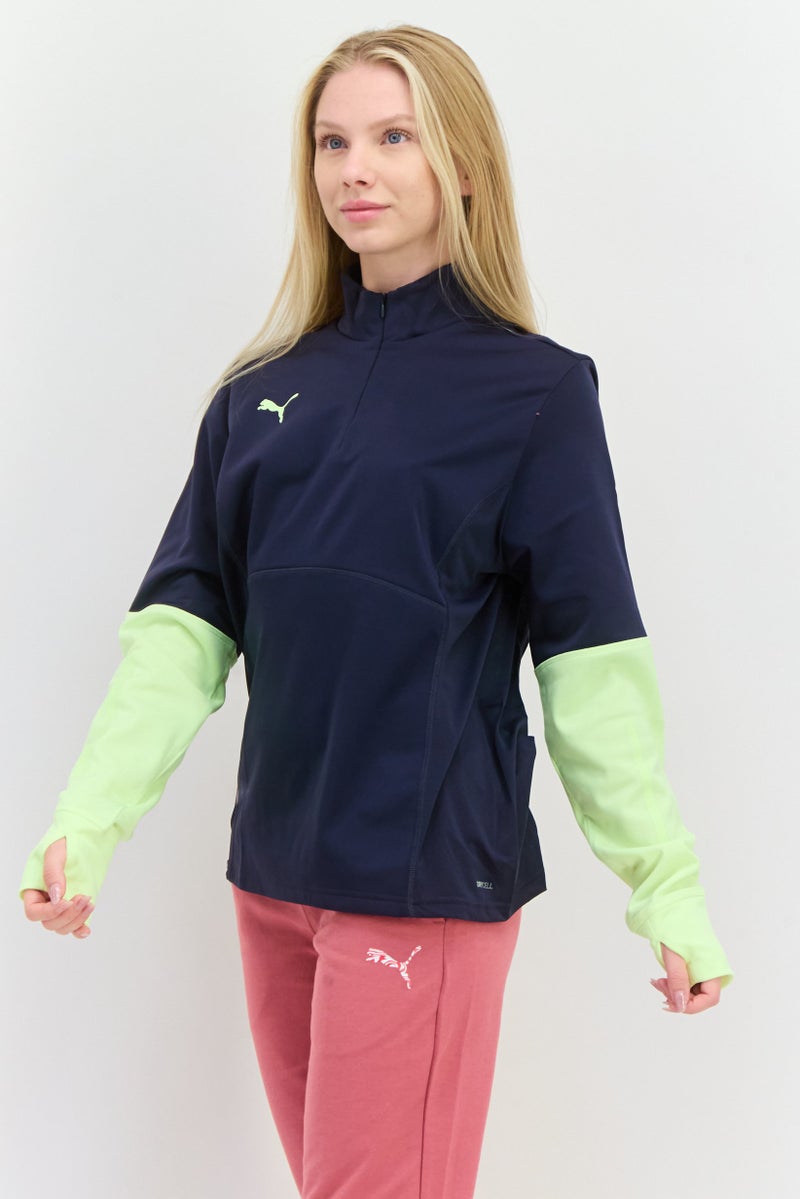 PUMA سويت شيرت تدريب طويل الأكمام للنساء، لون كحلي - Image 2