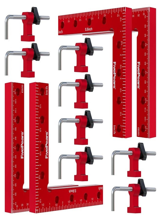 Fivepears 4 Pack 90 degree positioning square clamps set for woodworking, 5.5" x 5.5"(14 x 14cm) aluminum precision right angle corner clamp for square picture frame tool box cabinet drawer and wood - Image 1