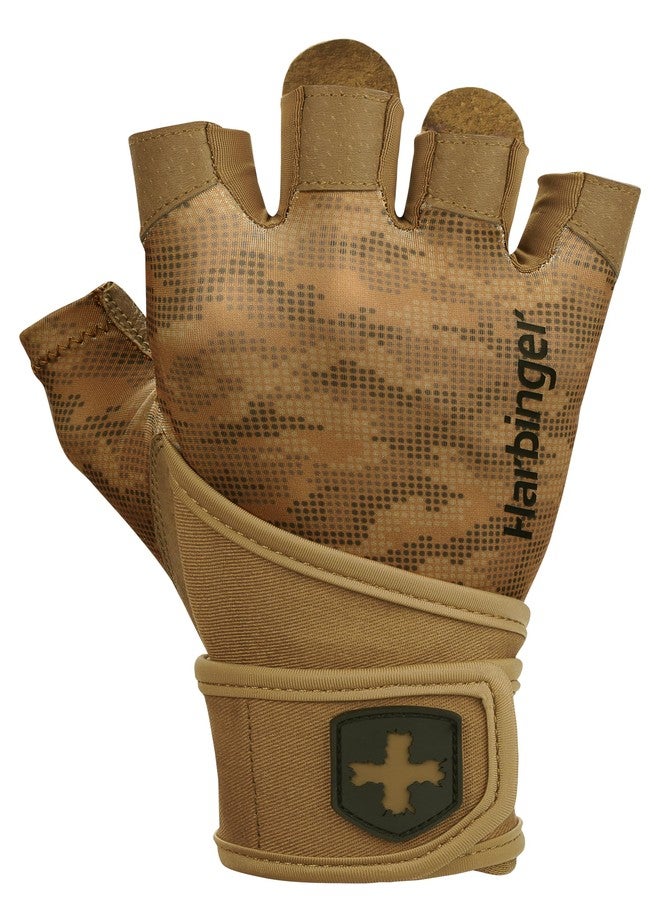 Harbinger Pro Wristwrap Gloves 2.0 for Weightlifting, Training, Fitness, and Gym Workouts with Wrist Support - Men's Tan Camo X-Large (L) - Image 2