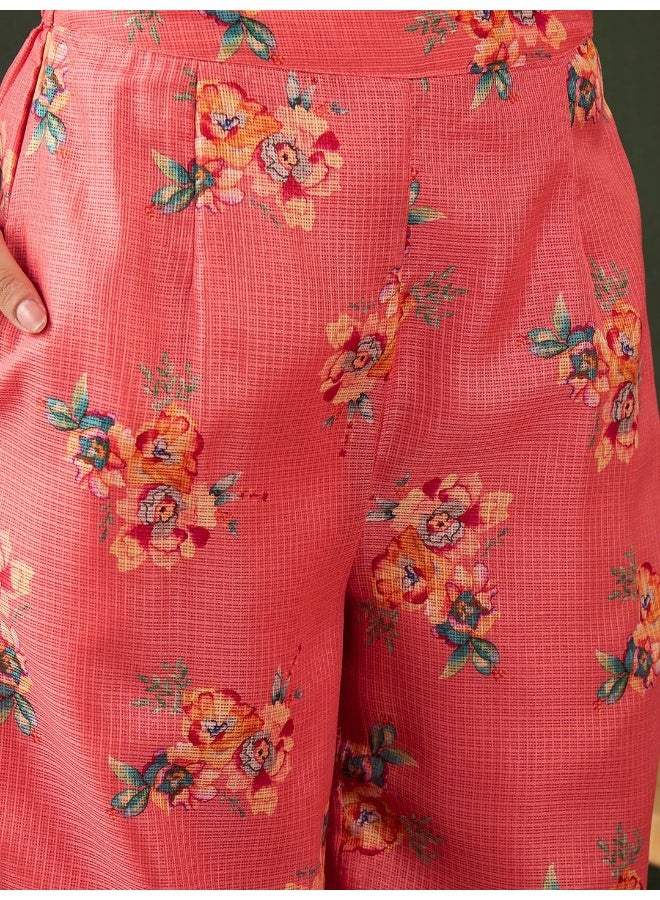 AKS Peach Floral print Co-Ord Set  - Image 3