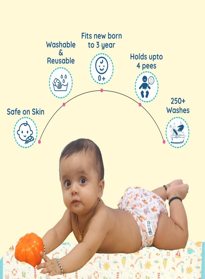 Bumsies Reusable Cloth Diaper with Removable Insert for NewBorn Baby/Toddler - Adjustable, Washable, Skin-Friendly | Absorbs up to 3pees | Helps in Potty Training | For 2-5 kgs | 0-3 months, Yellow - Image 4