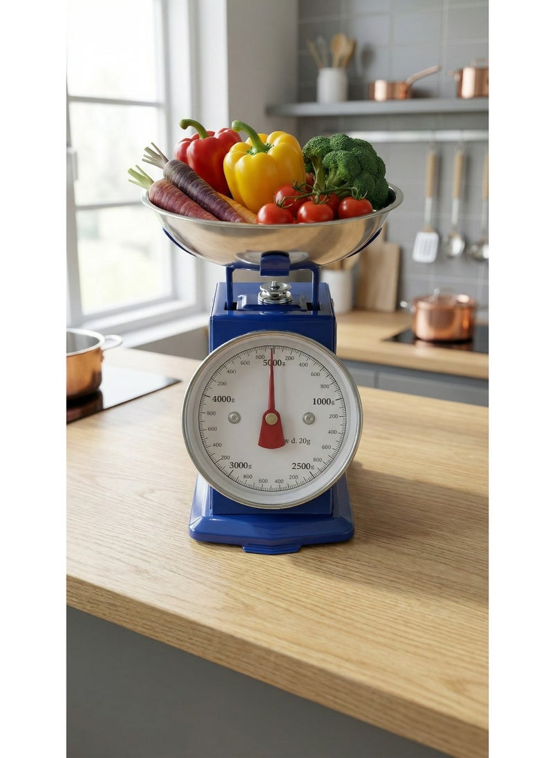 ميزان مطبخ ميكانيكي دقيق مع وعاء ستانلس ستيل - حمولة 5 كيلو مثالي للطبخ والحلويات - Image 1