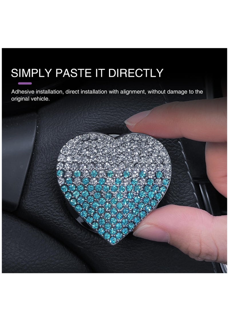 1 PC Bling Car Engine Start Button Cover, Rhinestone Heart-Shaped Shiny One-Button Start Decorative Sticker, Anti-Accidental Touching Scratch Protective Cover, Universal for Most Cars - Image 5