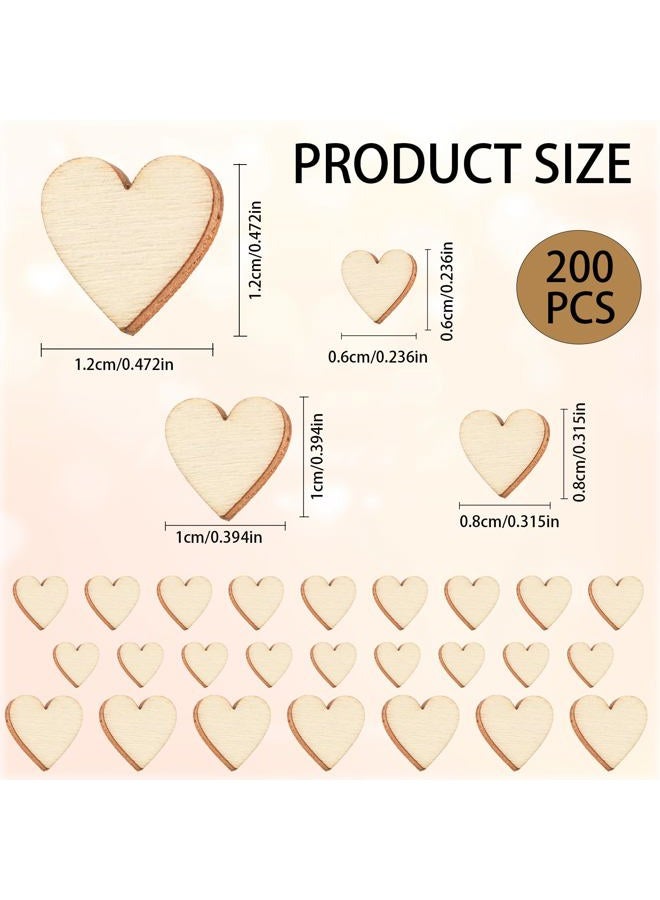 LUSTRIB 200PCS Cute Wooden Heart for Crafts, 0.5 Inch Unfinished Mini Tiny Wood Hearting for Valentine's Day, Small Cutout Hearting Shapes Sign Tags/Wood Hearts Cutout Slices for Birthday Party, Wedding - Image 2