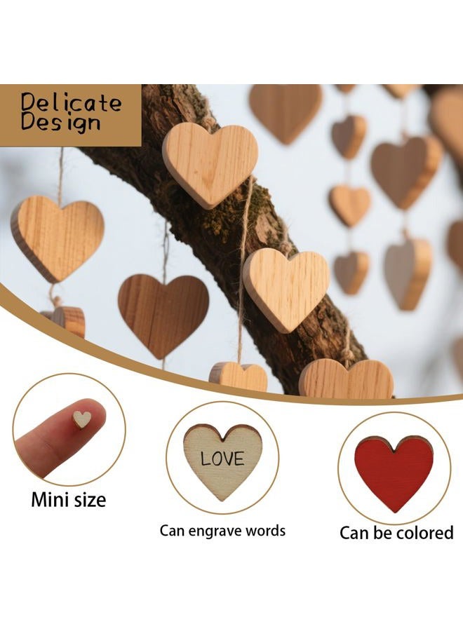 LUSTRIB 200PCS Cute Wooden Heart for Crafts, 0.5 Inch Unfinished Mini Tiny Wood Hearting for Valentine's Day, Small Cutout Hearting Shapes Sign Tags/Wood Hearts Cutout Slices for Birthday Party, Wedding - Image 3