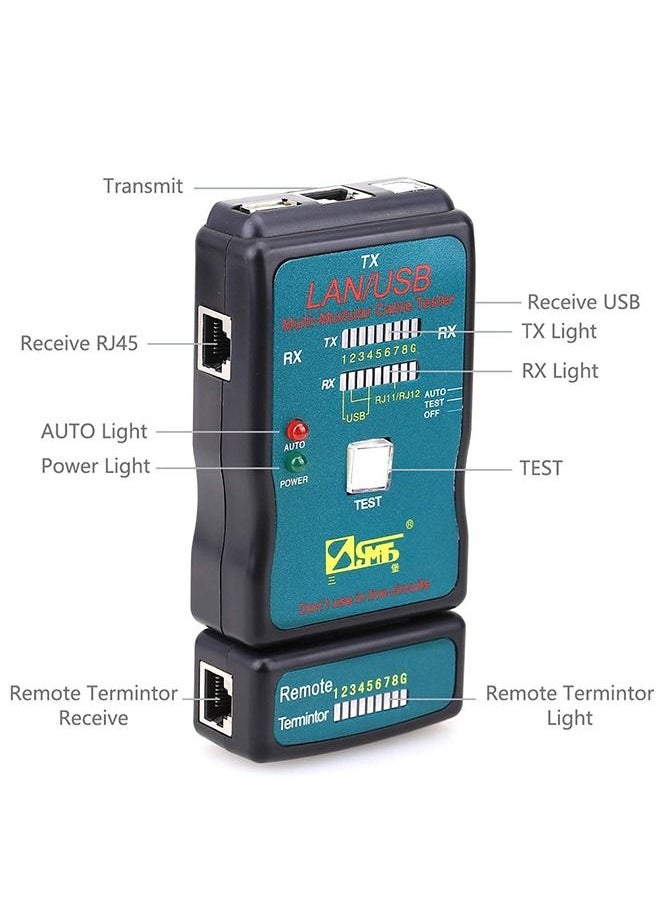 ماركة غير محددة - جهاز اختبار اطراف الكابلات للتاكد من سلامة التوصيلات – RX – TX – RJ11 – RJ45 – USB /  CT-168 - Image 1
