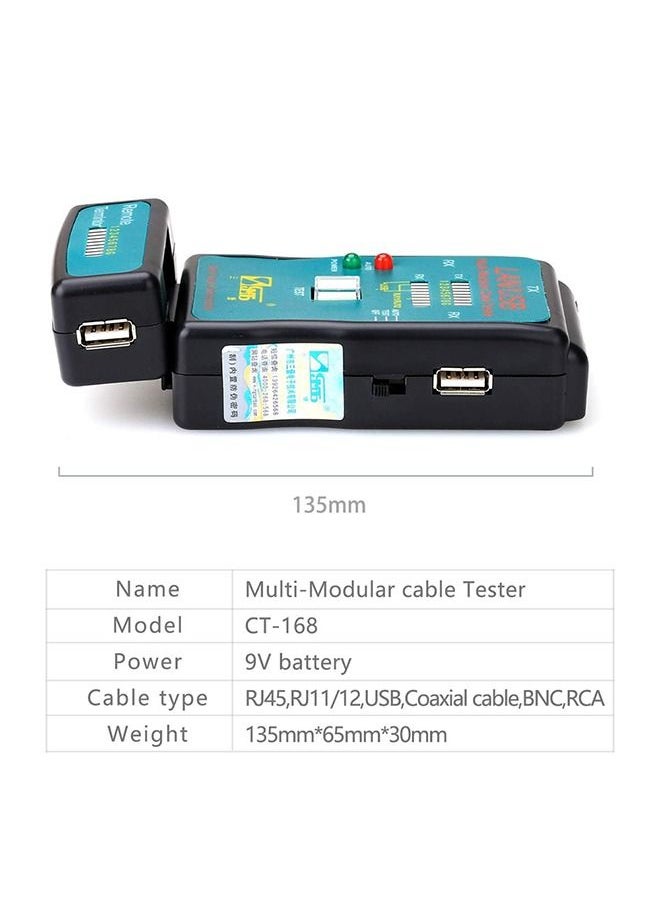 ماركة غير محددة - جهاز اختبار اطراف الكابلات للتاكد من سلامة التوصيلات – RX – TX – RJ11 – RJ45 – USB /  CT-168 - Image 1