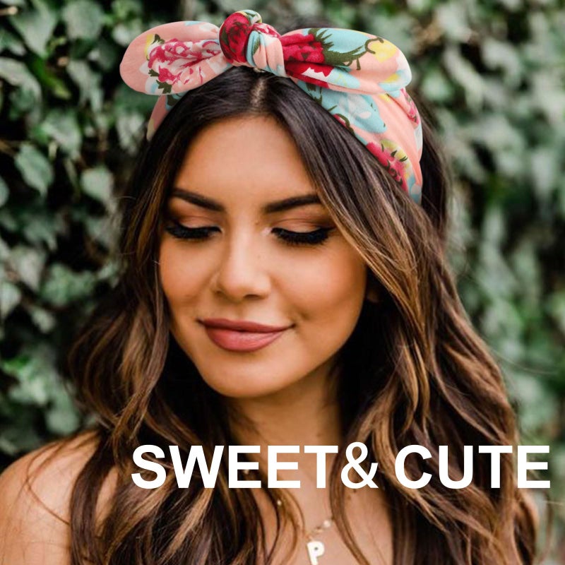DRESHOW 8 Pack Adjustable Knotted Headbands Cotton Elastic Non Slip Hair Bands Floral Yoga Headbands for Women and Girls - Image 3