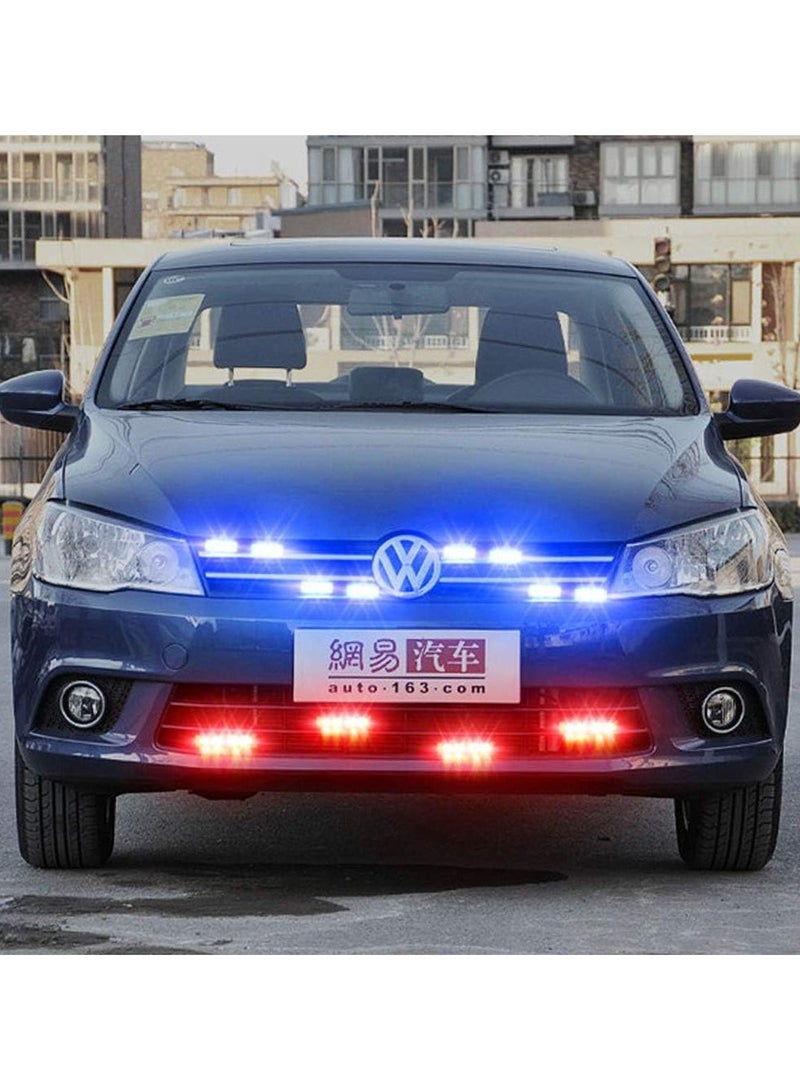 Generic Red Blue 16LED Grille Strobe Lights - Emergency Dash Deck Visor Police Flash Lights with Wireless Remote Control, 12V for Car, Truck, Ambulance, Emergency Warning - Image 2