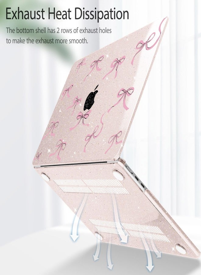 May Chen for MacBook Air 13.6 inch Case A3240 M4 A3113 M3 A2681 M2 with Retina Dispaly, 2025 2024 2023 2022 Release, Plastic Hard Shell Case with Keyboard Cover, Sakura Pink Glitter Bow - Image 5