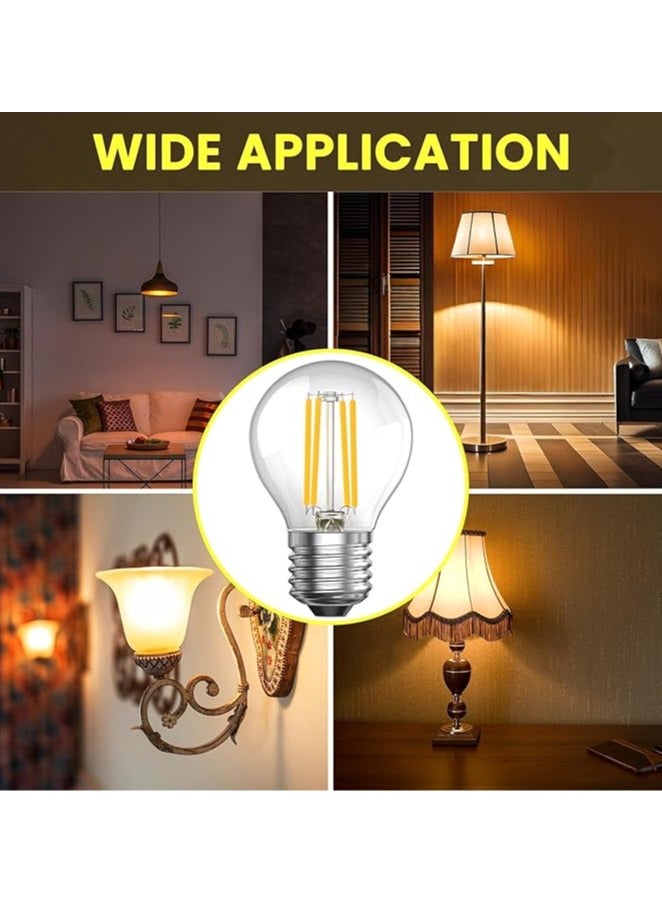 ESNCO عبوة 2 من لمبة G45 4W قابلة للتعتيم، لمبة LED خيوط E27 دافئة بيضاء 2700K، لمبة LED بحجم كرة جولف صغيرة تعادل 40W، لمبة LED زجاجية شفافة لمصباح الطاولة - Image 2