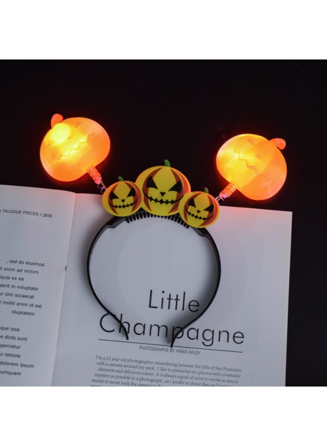 Cross-border Halloween Party Luminous Pumpkin Lantern Hoop Ghost Festival Stage Performance Supplies Skull Head Hoop Hair Hoop Props 