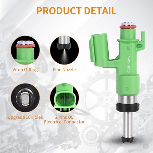 AISHAN 4PCS Fuel Injectors 10 Holes Compatible with Lexus ES300h 19-22, ES250 21-22, for Toyota Camry 18-22, for RAV4 Avalon 19-22, Sienna 21-22, Highlander 2020-2022 L4 2.5L Replace 23209-29175 - Image 2