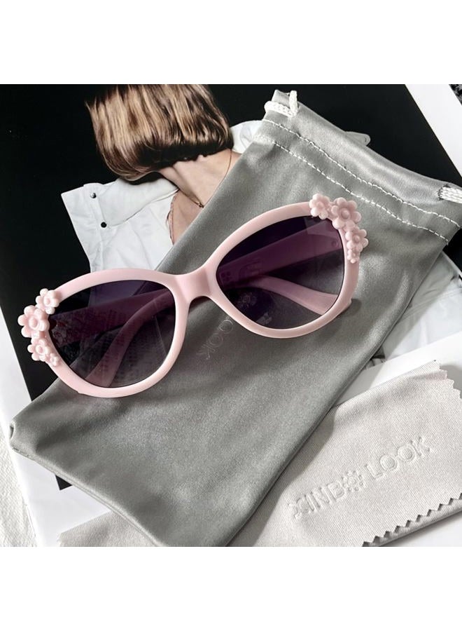 XINB LOOK Kids Sunglasses Girls, Cute Flower Frame Cartoon UV Glasses, Kids Sunglasses Party Favor for Ages 3-10 - Image 2