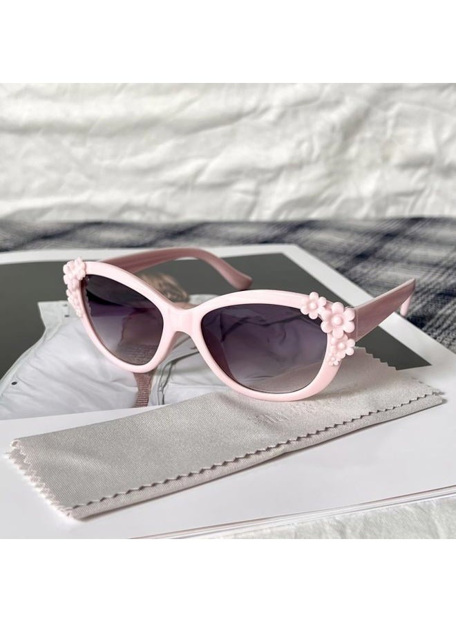 XINB LOOK Kids Sunglasses Girls, Cute Flower Frame Cartoon UV Glasses, Kids Sunglasses Party Favor for Ages 3-10 - Image 4
