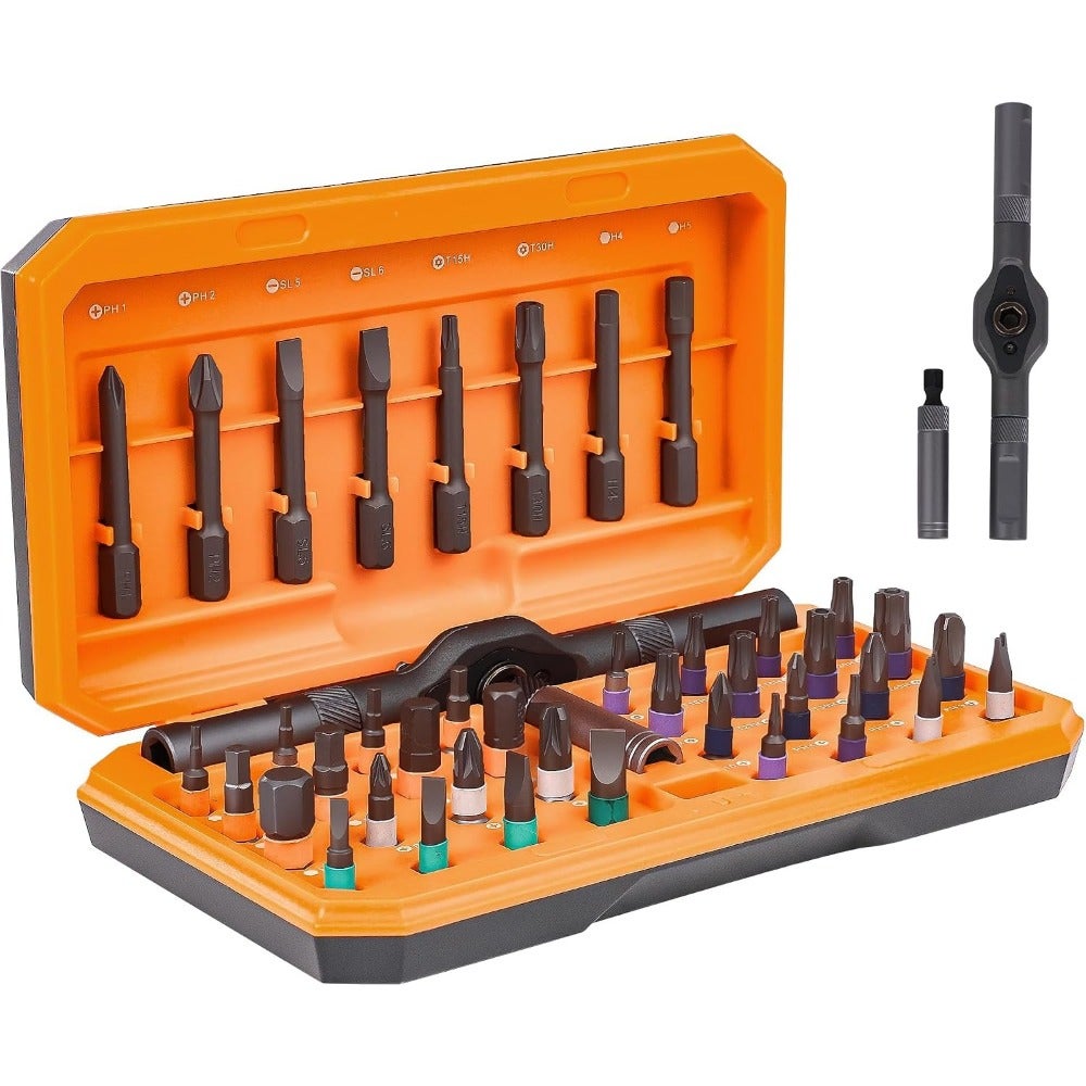 42 in 1 Magnetic Screwdriver, Screwdriver Set, Multi Bit Ratcheting Screwdriver Set with Storage Case Repair Tool Kit for Computer, Eyeglass, Bicycles, Watch, Ring Doorbell, Furniture and DIY