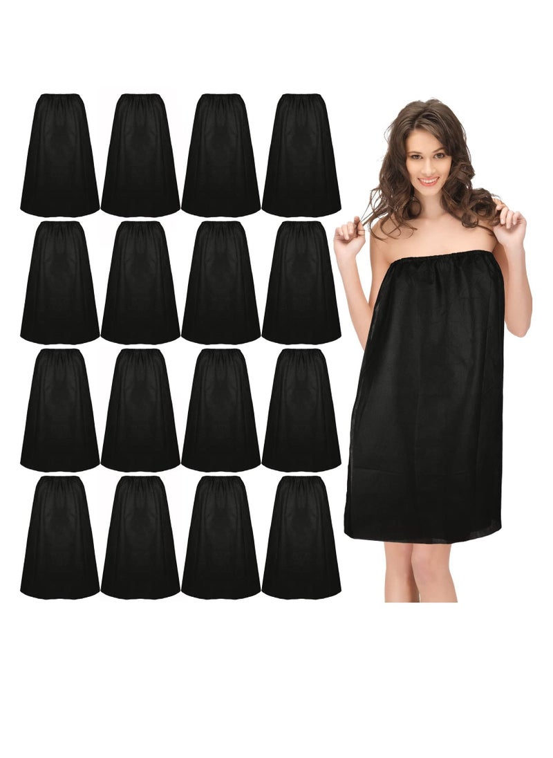 Y&D SYOSI 8 Pcs Disposable Spa Wraps for Women, Adjustable Non-Woven Bath Wrap Closure Robes Women Sweat Steaming Sauna (Black)  - Image 1